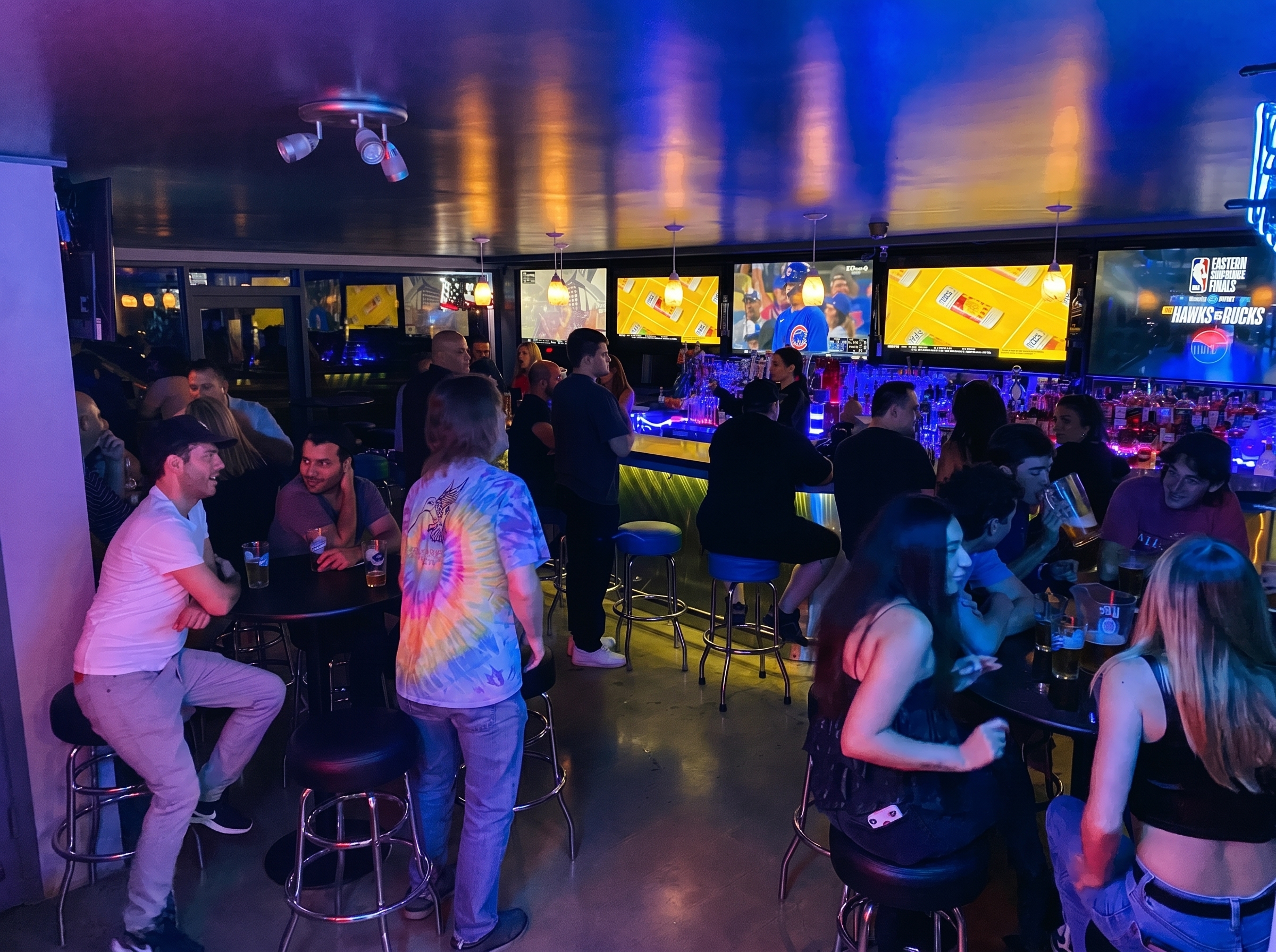 Inside The Blue Moon Lounge on a sports night